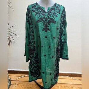 Limelight Emerald and Black Embroidered Dress